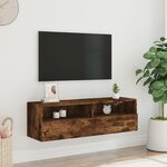 vidaXL Meuble TV mural chêne fumé 100x30x30 cm bois d'ingénierie