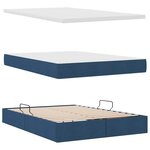 vidaXL Lit avec rangement et LED avec matelas Bleu 140 x 200 cm tissu