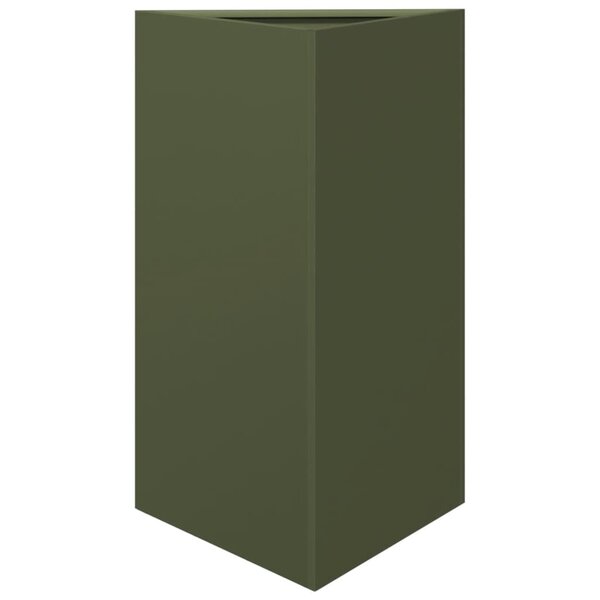 vidaXL Jardinière vert olive triangulaire 50x43x75 cm acier