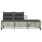 vidaXL Salon de jardin d'angle avec coussins 3 Pièces gris clair rotin