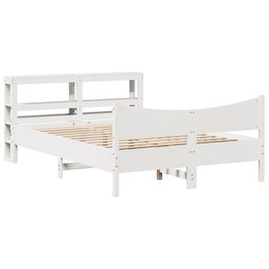 vidaXL Cadre de lit avec tête de lit blanc 140x200 cm bois pin massif