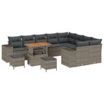 Ensemble de canapés de jardin vidaXL de 12 pièces avec coussins gris rattan polyéthylène acacia