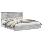 vidaXL Lit de Rangement Gris béton 180 x 200 cm Bois d'ingénierie
