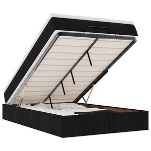 vidaXL Cadre de lit ottoman avec matelas noir 120x190 cm tissu