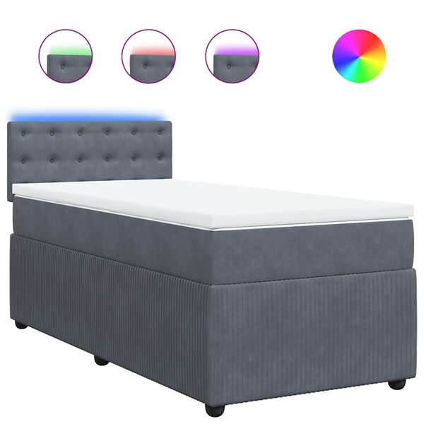 vidaXL Sommier à lattes de lit et matelas Gris foncé 90x190 cm Velours