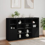 vidaXL Buffets avec lumières LED 3 Pièces noir bois d'ingénierie
