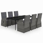 vidaXL Ensemble de salle à manger de jardin avec coussins 7 Pièces Gris