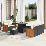 vidaXL Ensemble de canapé de jardin avec coussin 8 Pièces Noir et Crème