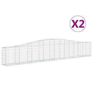 vidaXL Paniers à gabions arqués 2 Pièces 400x30x60/80 cm Fer galvanisé