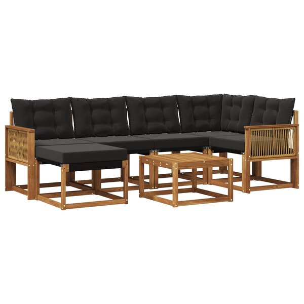 vidaXL Ensemble de canapés d'extérieur 7 pc Naturel et noir