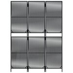 vidaXL Cloison de séparation 3 panneaux noir résine tressée