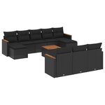 vidaXL Salon de jardin 11 Pièces avec coussins noir résine tressée