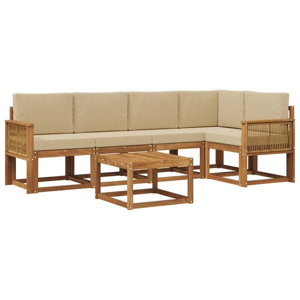 vidaXL Ensemble de canapés d'extérieur 6 pc Naturel et Beige