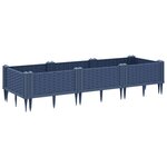 vidaXL Jardinière avec piquets bleu gris 125x40x28 5 cm PP