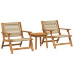 vidaXL Ensemble de Chaises de Jardin avec Table - 3 Pièces en Bois d'Acacia Massif Beige