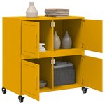 vidaXL Buffet jaune moutarde 68 5x39x72 cm acier laminé à froid