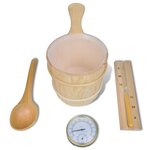 vidaXL Accessoires sauna 5 Pièces Seau Cuillère Sablier Thermo-hygromètre