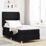 vidaXL Lit à ressorts avec matelas gris foncé 90x190 cm Noir tissu