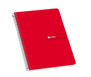 LOT de 5 Enri Fº Cahier à Spirale à Couverture Rigide 4x4 avec Marge 100 Feuilles Rouge - Couverture Rigide Résistante - 4x4 Carrés avec Marge - 100 Feuilles de Haute Qualité - Couleur Rouge