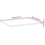 vidaXL Dessus de table rectangulaire 80x60x2 cm bois massif d'acacia