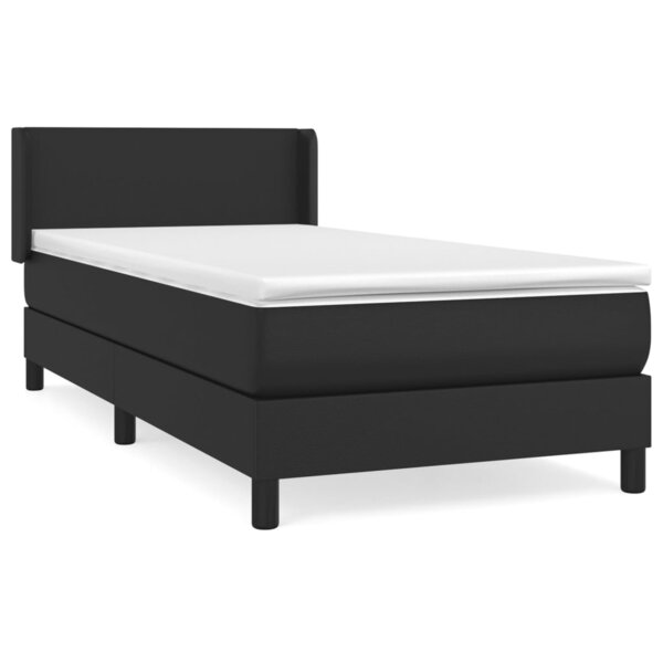 vidaXL Sommier à lattes de lit avec matelas Noir 80x200cm Similicuir