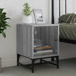 vidaXL Table de chevet avec porte en verre sonoma gris 35x37x50 cm