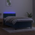 vidaXL Sommier à lattes de lit et matelas et LED Bleu foncé 90x200cm