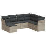 vidaXL Salon de jardin avec coussins 7 Pièces gris clair résine tressée