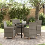 vidaXL Set de salle à manger de jardin avec coussins en poly rattan gris
