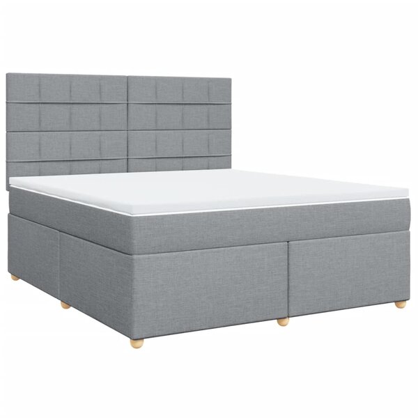 vidaXL Sommier à lattes de lit avec matelas Gris clair 180x200cm Tissu