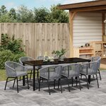 vidaXL Set de jardin 9 pièces Gris Rotin Poly