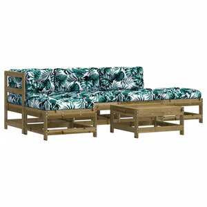 vidaXL Salon de jardin 6 Pièces avec coussins bois de pin imprégné