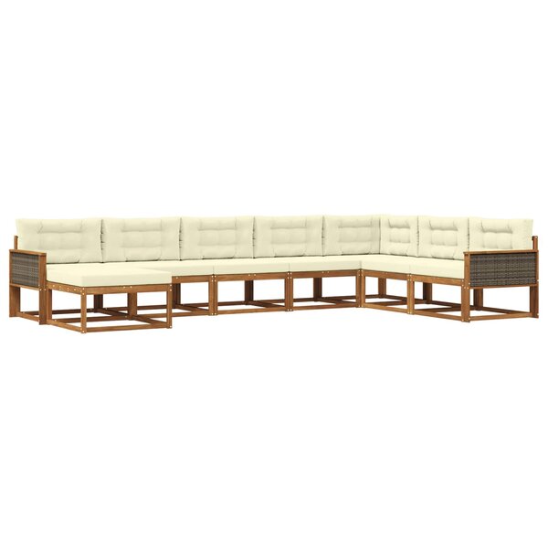 vidaXL Ensemble de canapés d'extérieur 8 pc Naturel et Crème