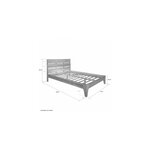 Lit double 140x200  en pin naturel bois massif