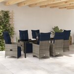Set de salle à manger de jardin vidaXL 7 pièces avec coussins en rotin poly gris