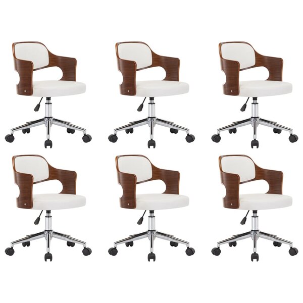 vidaXL Chaises pivotantes à manger lot de 6 bois courbé et similicuir