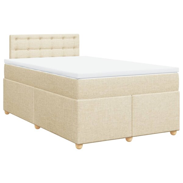 vidaXL Sommier à lattes de lit avec matelas Crème 120x200 cm Tissu