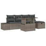 vidaXL Ensemble de canapé de jardin 6 Pièces Gris Poly rotin