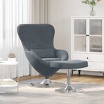 vidaXL Chaise Œuf avec Pouf Gris foncé 63 x 73 x 90 cm Velours