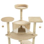 vidaXL Arbre à chat avec griffoirs en sisal 203 cm Beige et Blanc