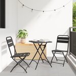 Set de Bistro Pliable 3 Pièces en Acier Anthracite