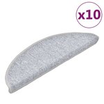 vidaXL Tapis d'escalier 10 pièces 56 x 17 x 3 cm Gris clair Demi-rond