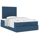 vidaXL Cadre de lit ottoman avec matelas bleu 120x190 cm tissu