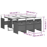 vidaXL Ensemble à manger de jardin et coussins 7 Pièces beige poly rotin