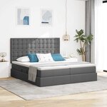 vidaXL Lit de rangement LED avec matelas Gris foncé 180 x 200 cm Tissu