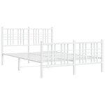 vidaXL Cadre de lit métal avec tête de lit/pied de lit blanc 137x190cm
