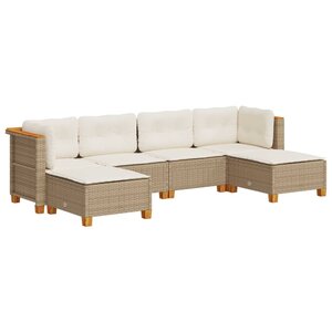 vidaXL Salon de jardin avec coussins 6 Pièces beige résine tressée