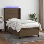 vidaXL Sommier à lattes de lit matelas LED Marron foncé 90x200cm Tissu