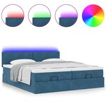 vidaXL Cadre de lit ottoman avec matelas bleu foncé 200x200 cm velours