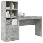 vidaXL Bureau avec tiroir avec étagère avec stockage 2 Pièces Gris béton